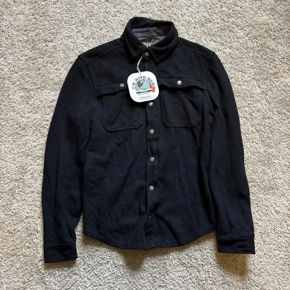 NWT Toad & Co. Men's Kennicott Wool Blend Button Up Shirt Jacket Black Sz Med - Picture 1 of 10